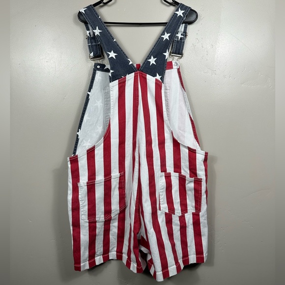 Men's Chubbies The Chubberalls 2.0 American Flag Overalls Red White Blue Size XL - Picture 3 of 6